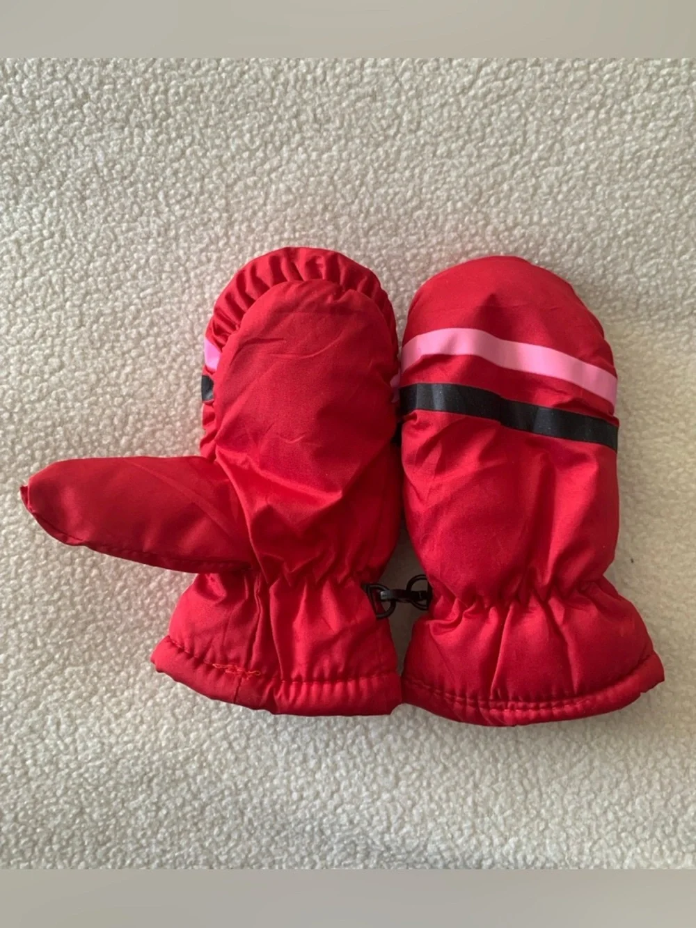 Kids Red Insulated Mittens with Reflective Stripe